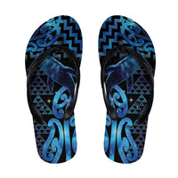 Humpback Whale Matariki New Zealand Flip Flops NZ Maori Paikea Poutama Luxury Blue LT14 Blue - Polynesian Pride