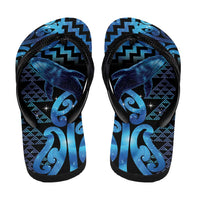 Humpback Whale Matariki New Zealand Flip Flops NZ Maori Paikea Poutama Luxury Blue LT14 - Polynesian Pride