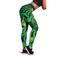 Humpback Whale Matariki New Zealand Leggings NZ Maori Paikea Poutama Luxury Green