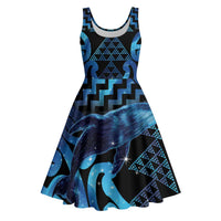 Humpback Whale Matariki New Zealand Midi Dress NZ Maori Paikea Poutama Luxury Blue