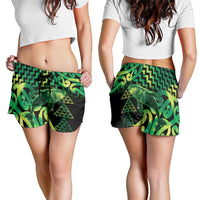 Humpback Whale Matariki New Zealand Shorts for Women NZ Maori Paikea Poutama Luxury Green