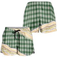 Hunter Green Palaka Hawaii Leis Elegant Vibes Shorts for Women LT14 - Polynesian Pride