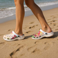 Japanese and Hawaiian Culture Fusion Clogs Shoes Irezumi with Turtles and Lei Kakau Pattern Sunset Vibe LT03 - Polynesian Pride