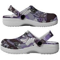 Japanese Hawaiian Crane Clogs Shoes Purple Tapa Patchwork Pattern LT9 - Polynesian Pride