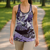Japanese Hawaiian Crane Hollow Tank Top Purple Tapa Patchwork Pattern LT9 - Polynesian Pride