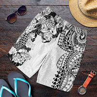Japanese Irezumi and Hawaiian Polynesian Art Tattoo Shorts for Men White Color LT03 White - Polynesian Pride