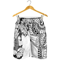 Japanese Irezumi and Hawaiian Polynesian Art Tattoo Shorts for Men White Color LT03 - Polynesian Pride
