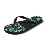 Kia Ora New Zealand Flip Flops Aotearoa Proud Maori Paua Shell Silver Fern - Polynesian Pride