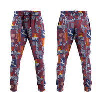 Kiribati Tekeraoi n te Kiritimati Jogger Pants Pacific Patchwork Xmas Vibes LT9 Red - Polynesian Pride