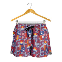 Kiribati Tekeraoi n te Kiritimati Shorts for Women Pacific Patchwork Xmas Vibes LT9 - Polynesian Pride