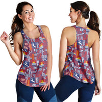 Kiribati Tekeraoi n te Kiritimati Women Racerback Tank Pacific Patchwork Xmas Vibes LT9 - Polynesian Pride