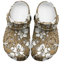 Kuvui Bula Fiji Clogs Shoes Fijian Tapa Seamless Hibiscus LT14 Brown - Polynesian Pride