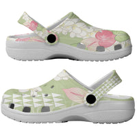 Leaf Green Hawaii Anthurium Plumeria Lei Clogs Shoes LT9 - Polynesian Pride