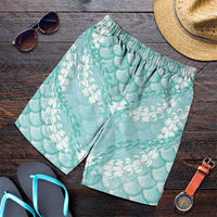 Light Turquoise Mermaid Puakenikeni Maile Lei Shorts for Men LT01 Turquoise - Polynesian Pride
