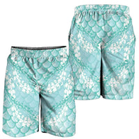 Light Turquoise Mermaid Puakenikeni Maile Lei Shorts for Men LT01 - Polynesian Pride