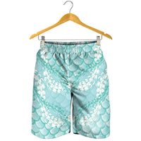 Light Turquoise Mermaid Puakenikeni Maile Lei Shorts for Men LT01 - Polynesian Pride