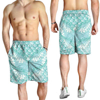 Light Turquoise Mermaid Puakenikeni Maile Lei Shorts for Men LT01 - Polynesian Pride