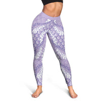 Lilac Mermaid Puakenikeni Maile Lei Leggings LT01 - Polynesian Pride