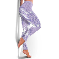 Lilac Mermaid Puakenikeni Maile Lei Leggings LT01 - Polynesian Pride