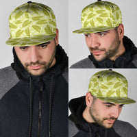 Lime Green Hawaii Kalo Palaka Motifs Snapback Cap Hawaiian Taro Leaves Elegant Vibes LT14 - Polynesian Pride