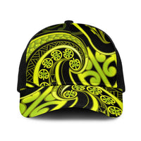 Lime Green New Zealand Mangopare Baseball Net Cap Aotearoa Maori Koru Style LT14 One Size Black Lime Green - Polynesian Pride