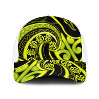 Lime Green New Zealand Mangopare Baseball Net Cap Aotearoa Maori Koru Style LT14 One Size White Lime Green - Polynesian Pride