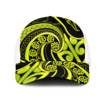 Lime Green New Zealand Mangopare Mesh Trucker Cap Aotearoa Maori Koru Style LT14 One Size White Lime Green - Polynesian Pride
