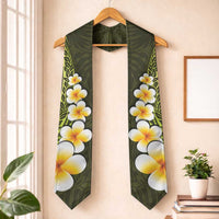 Lime Green Polynesia Graduation Stole Plumeria Tropical Leaves With Galaxy Polynesian Art LT14 One Size Lime Green - Polynesian Pride