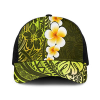 Lime Green Polynesia Mesh Trucker Cap Plumeria Tropical Leaves With Galaxy Polynesian Art LT14 One Size Black Lime Green - Polynesian Pride