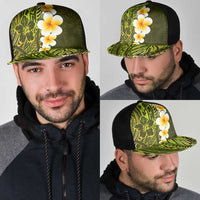 Lime Green Polynesia Mesh Trucker Cap Plumeria Tropical Leaves With Galaxy Polynesian Art LT14 - Polynesian Pride