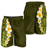 Lime Green Polynesia Shorts for Men Plumeria Tropical Leaves With Galaxy Polynesian Art LT14 - Polynesian Pride
