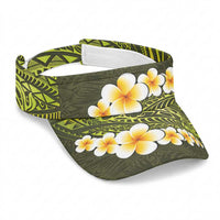 Lime Green Polynesia Sun Visor Cap Plumeria Tropical Leaves With Galaxy Polynesian Art LT14 Universal Fit Lime Green - Polynesian Pride