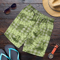 Lime Palaka Hawaii Cowboy Shorts for Men Puakenikeni Lei Paniolo Papale Seamless Vibes - Polynesian Pride