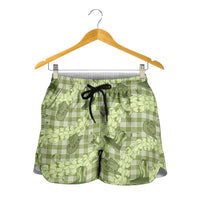 Lime Palaka Hawaii Cowboy Shorts for Women Puakenikeni Lei Paniolo Papale Seamless Vibes - Polynesian Pride