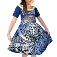 Custom Samoa Rugby Family Matching Summer Maxi Dress and Hawaiian Shirt Toa Samoa Myriad Patterns LT01 Daughter's Dress Blue - Polynesian Pride