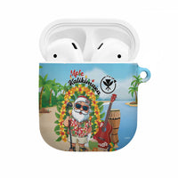 Hawaii Golf Christmas AirPods Case Mele Kalikimaka Funny Golfer Santa LT01 Blue - Polynesian Pride