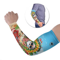 Personalized Hawaii Golf Christmas Arm Sleeves Mele Kalikimaka Funny Golfer Santa LT01 Set of 2 Blue - Polynesian Pride