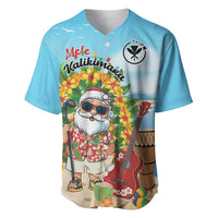 Personalized Hawaii Golf Christmas Baseball Jersey Mele Kalikimaka Funny Golfer Santa LT01 Blue - Polynesian Pride