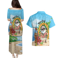 Personalized Hawaii Golf Christmas Couples Matching Puletasi and Hawaiian Shirt Mele Kalikimaka Funny Golfer Santa - Polynesian Pride