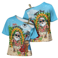 Personalized Hawaii Golf Christmas Cross Shoulder Shirt Mele Kalikimaka Funny Golfer Santa LT01 - Polynesian Pride