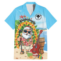 Personalized Hawaii Golf Christmas Family Matching Mermaid Dress and Hawaiian Shirt Mele Kalikimaka Funny Golfer Santa LT01 Dad's Shirt - Short Sleeve Blue - Polynesian Pride