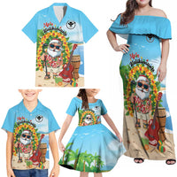 Personalized Hawaii Golf Christmas Family Matching Off Shoulder Maxi Dress and Hawaiian Shirt Mele Kalikimaka Funny Golfer Santa - Polynesian Pride