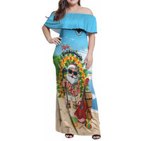 Personalized Hawaii Golf Christmas Family Matching Off Shoulder Maxi Dress and Hawaiian Shirt Mele Kalikimaka Funny Golfer Santa - Polynesian Pride