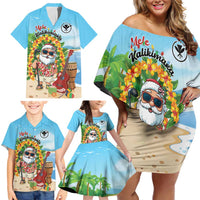 Personalized Hawaii Golf Christmas Family Matching Off Shoulder Short Dress and Hawaiian Shirt Mele Kalikimaka Funny Golfer Santa - Polynesian Pride