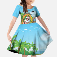 Personalized Hawaii Golf Christmas Family Matching Short Sleeve Bodycon Dress and Hawaiian Shirt Mele Kalikimaka Funny Golfer Santa - Polynesian Pride