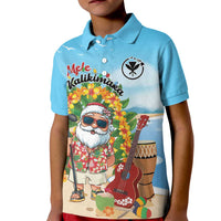 Personalized Hawaii Golf Christmas Kid Polo Shirt Mele Kalikimaka Funny Golfer Santa LT01 Kid Blue - Polynesian Pride