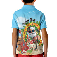 Personalized Hawaii Golf Christmas Kid Polo Shirt Mele Kalikimaka Funny Golfer Santa LT01 - Polynesian Pride