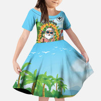 Personalized Hawaii Golf Christmas Kid Short Sleeve Dress Mele Kalikimaka Funny Golfer Santa LT01 KID Blue - Polynesian Pride
