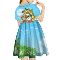 Personalized Hawaii Golf Christmas Kid Short Sleeve Dress Mele Kalikimaka Funny Golfer Santa LT01 - Polynesian Pride