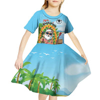 Personalized Hawaii Golf Christmas Kid Short Sleeve Dress Mele Kalikimaka Funny Golfer Santa LT01 - Polynesian Pride